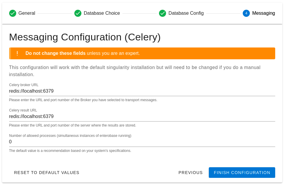 Celery Messaging Configuration Form*